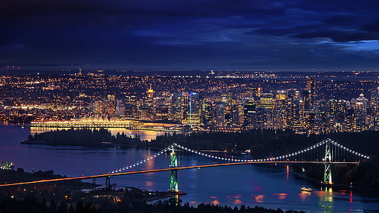 cityscape, bridge, Vancouver, HD wallpaper HD wallpaper