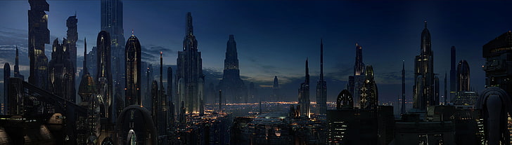 sfondo della città, display multiplo, Star Wars, Coruscant, Sfondo HD