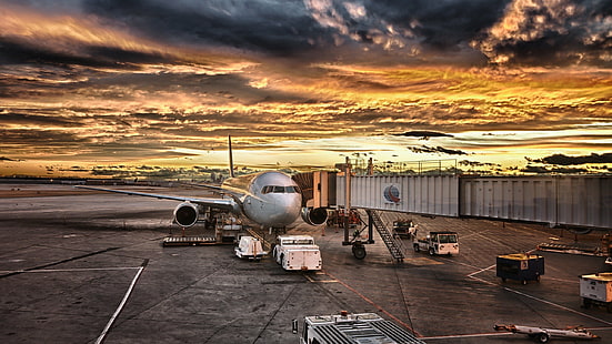 самолеты, аэропорты, взлетно-посадочная полоса, HD обои HD wallpaper