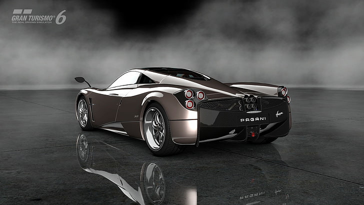 black and white convertible coupe, Gran Turismo 6, Gran Turismo, Pagani Huayra, Pagani, video games, car, HD wallpaper