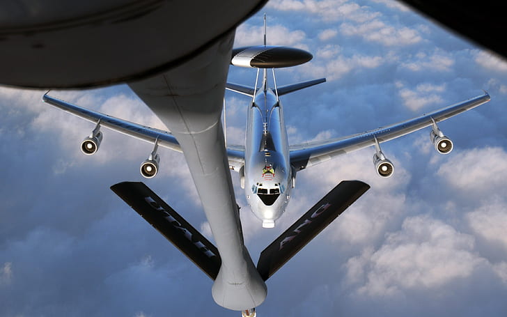 Boeing E-3, E-3 Sentry, radar, military aircraft, aircraft, mid-air refueling, NATO, HD wallpaper