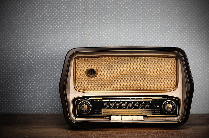 راديو أسود وبيج ، طراز ، قديم ، راديو قديم، خلفية HD