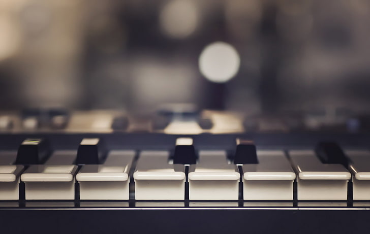 piano noir et blanc, piano, musique, clés, instrument de musique, Fond d'écran HD