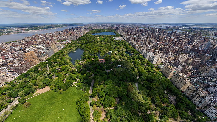 Central Park, New York, New York, parc central, vue de dessus, Fond d'écran HD