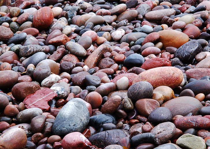 assorted-color stone lot, beach, Stones, wet, Moka, HD wallpaper
