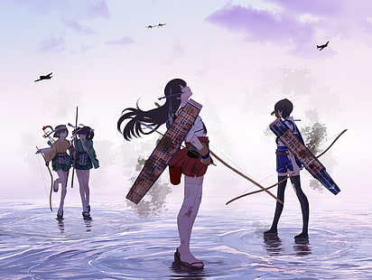 Kantai Collection, Anime Mädchen, Anime, Akagi (KanColle), Hiryuu (KanColle), Kaga (KanColle), Souryuu (KanColle), HD-Hintergrundbild HD wallpaper