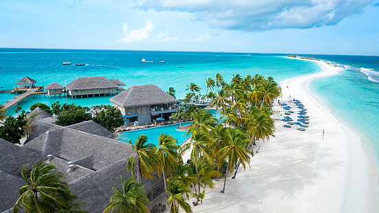 Amilla Fushi Island Resort na Oceanie Indyjskim Malediwy Widok z lotu ptaka Piękna tapeta na pulpit Hd 4608 × 2592, Tapety HD HD wallpaper