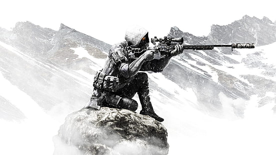landskap, berg, pose, spelet, konst, prickskytt, gevär, skjutspel, Sniper Ghost Warrior 4, Sniper: Ghost Warrior Contracts, HD tapet HD wallpaper