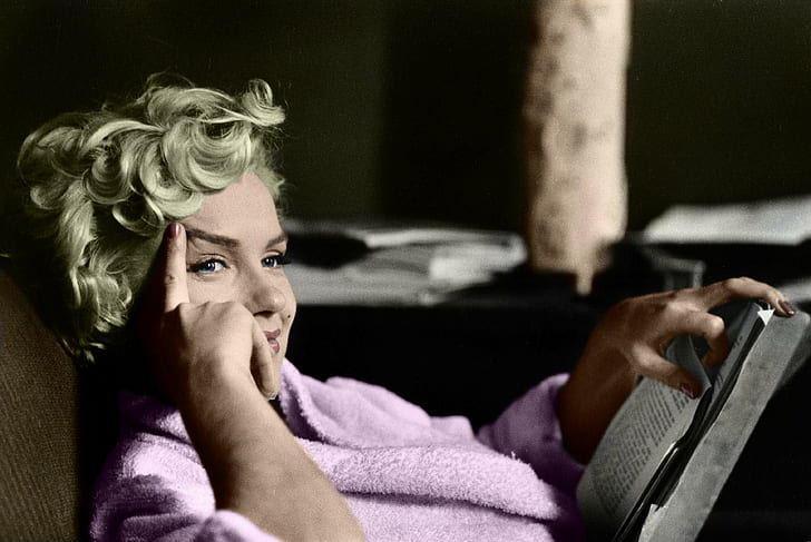 foto berwarna, wanita, aktris, Marilym Monroe, foto-foto lama, Wallpaper HD