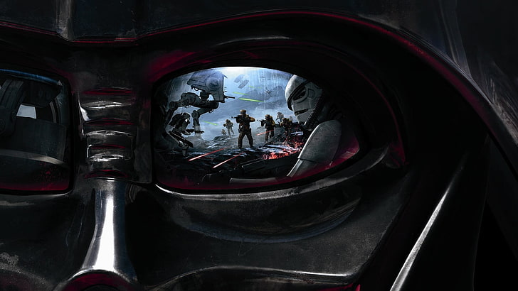 Ilustração de Darth Vader, Star Wars, videogames, Darth Vader, Star Wars: Battlefront, reflexão, closeup, HD papel de parede