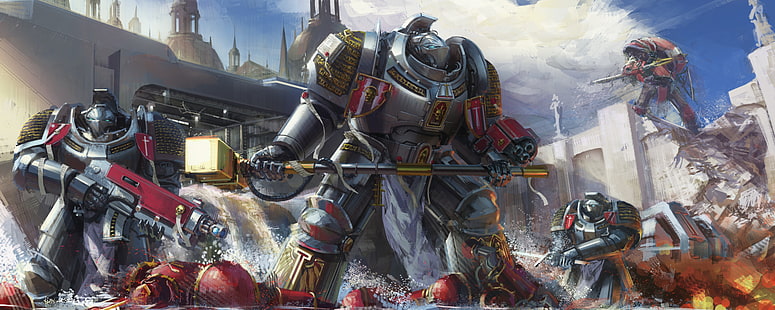 Warhammer, Warhammer 40K, броня, футуристический, воин, HD обои HD wallpaper