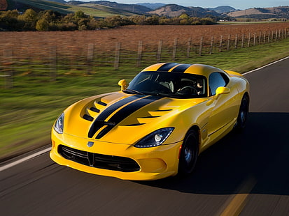 Dodge Viper SRT GTS жълт суперавтомобил, жълт dodge viper, Dodge, Viper, Yellow, Supercar, HD тапет HD wallpaper