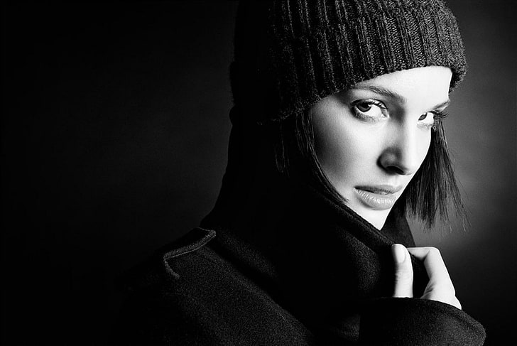 жени американска актриса модели Натали Портман монохромна сива скала Art Monochrome HD Art, Модели, жени, американска, актриса, монохромна, Natalie Portman, HD тапет
