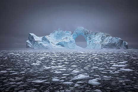 mar, natureza, gelo, iceberg, Groenlândia, HD papel de parede HD wallpaper