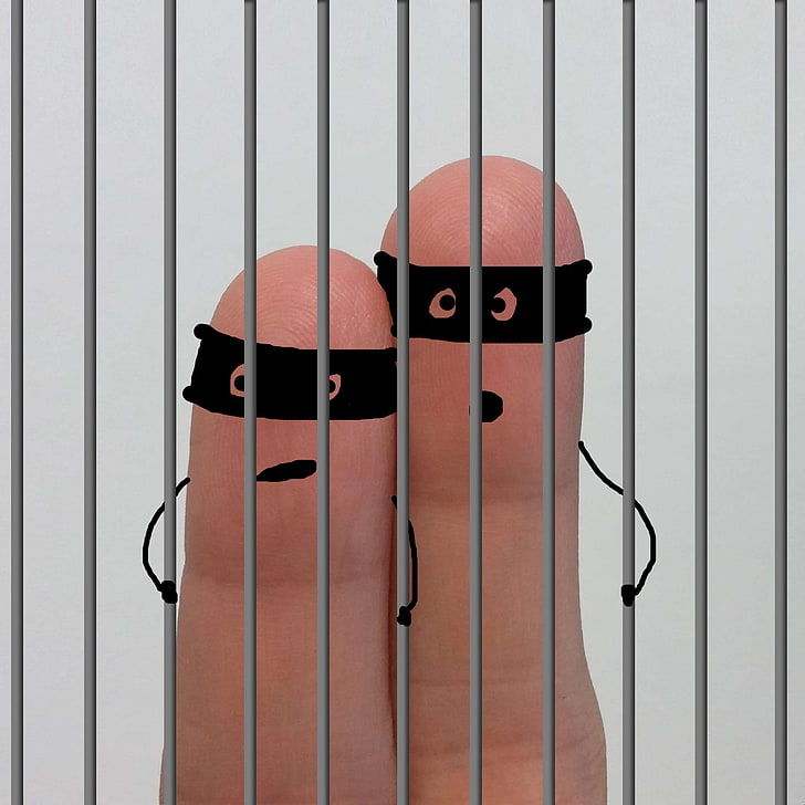 bars, booty, cell, couple, crime, criminals, drawing, fear, finger, fingers, flight, jail, money, prison, robbery, smilies, swag, theft, thief, thieves, torque thieves, HD wallpaper