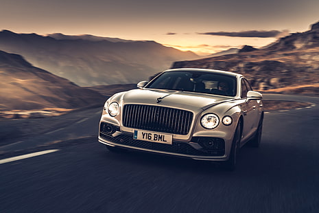 Bentley, Bentley Flying Spur, Carro, Carro de luxo, Carro prateado, Veículo, HD papel de parede HD wallpaper