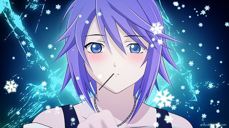 фиолетовые волосы аниме персонажа цифровые обои, аниме, розарио + вампир, HD обои