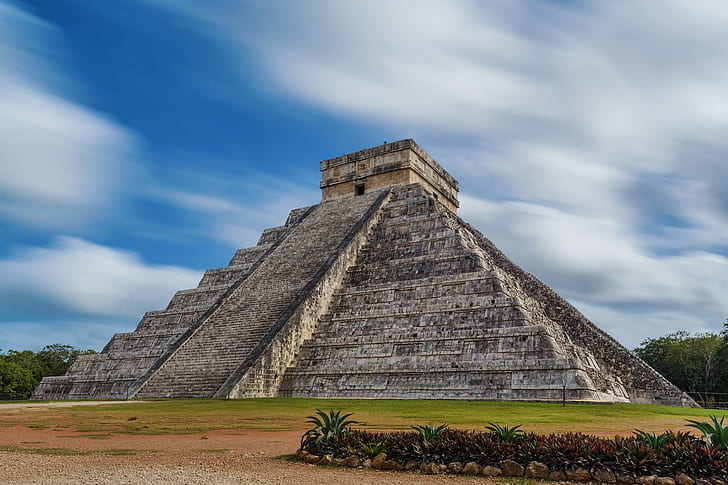piramida, Chichen Itza, Majowie (cywilizacja), starożytny, stary budynek, Meksyk, Tapety HD