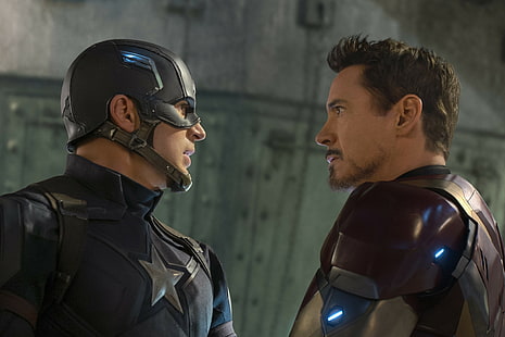 Pierwsza zemsta MARVEL, Steve Rogers, Tony Stark, MARVEL, Iron Man, komiksy, Captain America: Civil War, The first avenger: the Confrontation, sci-Fi, Tapety HD HD wallpaper