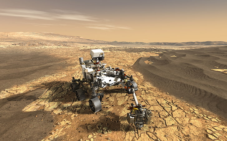 Марс 2020, Космос, Планета, Изследовател, Робот, Скали, Роувър, Изследване, Марс, Изследване, събиране, проби, HD тапет