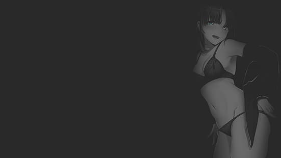 Anime, Manga, Anime Girls, Fan Art, Illustration, , Pantsu Shot, Uniform, Unterwäsche, Minimalismus, dunkler Hintergrund, Monochrom, Kiritto, Originalcharaktere, HD-Hintergrundbild HD wallpaper