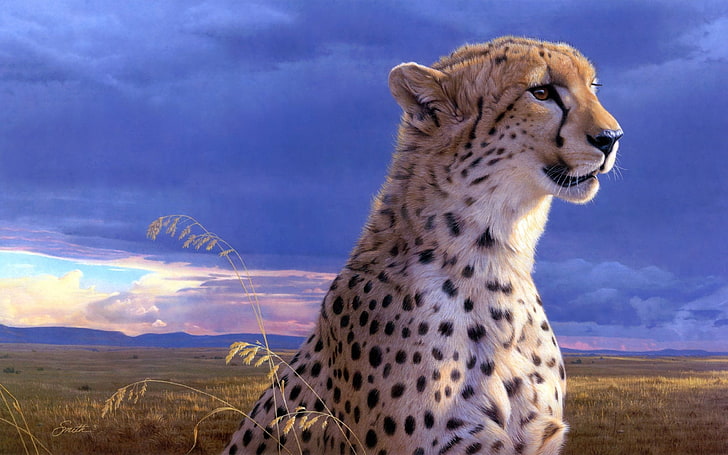 animal, art, beauty, cheetah, daniel, painting, smith, HD wallpaper