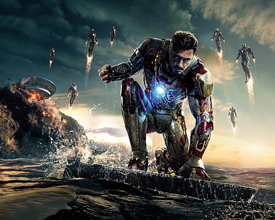 Robert Downey, Jr. as Tony Starks, Iron Man, Marvel Cinematic Universe, movies, Iron Man 3, HD wallpaper HD wallpaper