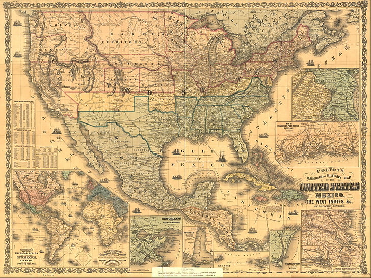 色とりどりの米国地図、その他、地図、古い、米国地図、 HDデスクトップの壁紙