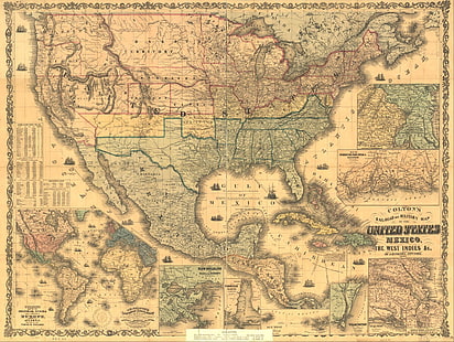 многоцветна карта на Съединените щати, Разни, Карта, Стара, Карта на САЩ, HD тапет HD wallpaper