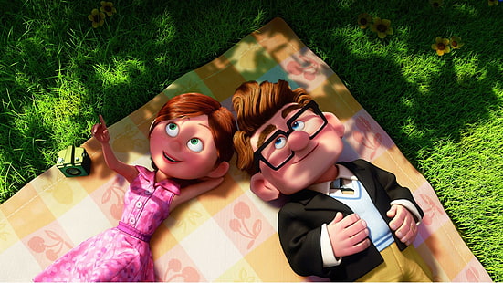 люблю пиксар до кино очки анимация розовое платье 1920x1080 Развлечения Фильмы HD Арт, Любовь, Pixar, HD обои HD wallpaper