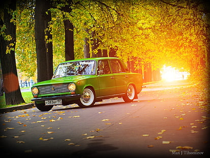zielony Tofas Murat 124 sedan, tuning, Lada, VAZ, 2101, 2101 Resto, Tapety HD HD wallpaper
