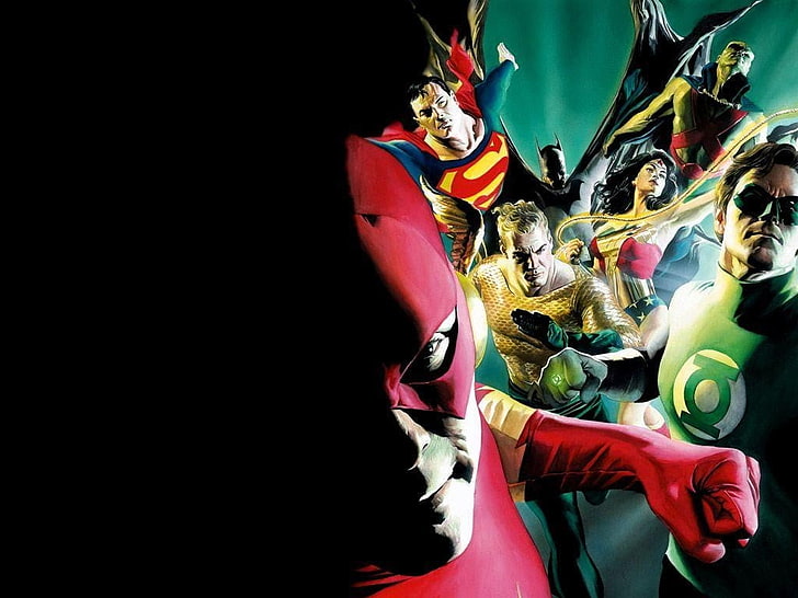 DC SuperHeroes wallpaper, DC Comics, The Flash, Green Lantern, Superman, Batman, Wonder Woman, Aquaman, Justice League, HD wallpaper