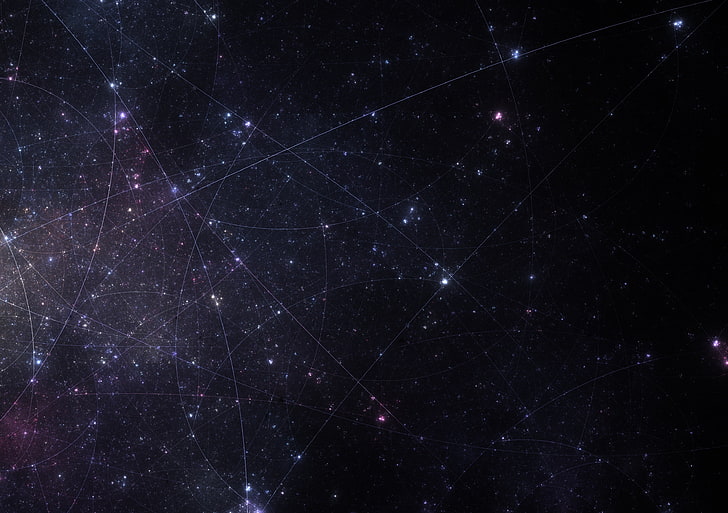 night sky with stars, fractal, plexus, cosmic, glitter, HD wallpaper