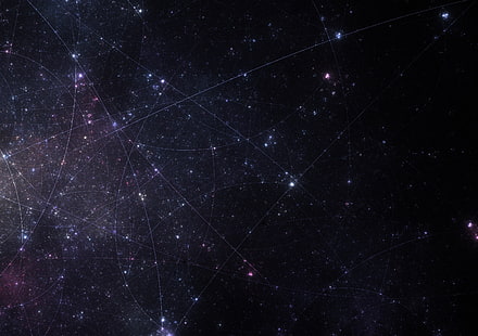 night sky with stars, fractal, plexus, cosmic, glitter, HD wallpaper HD wallpaper