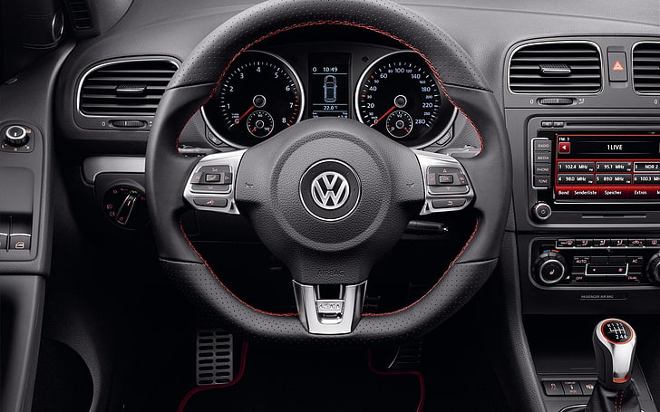 black Volkswagen car steering wheel, car, golf, Volkswagen, HD wallpaper
