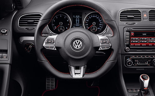 black Volkswagen car steering wheel, car, golf, Volkswagen, HD wallpaper HD wallpaper