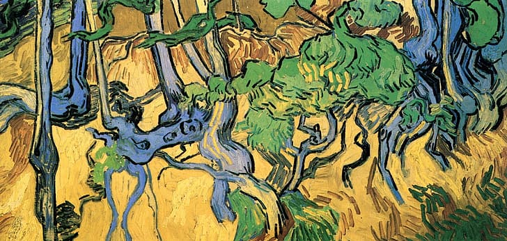 Vincent van Gogh, Racines d'arbres et troncs, Fond d'écran HD