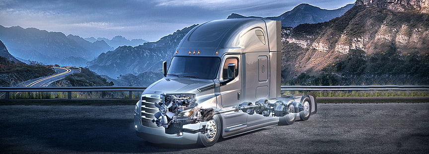grand, plate-forme, semi, tracteur, remorque, transport, transport, camion, véhicule, Fond d'écran HD HD wallpaper