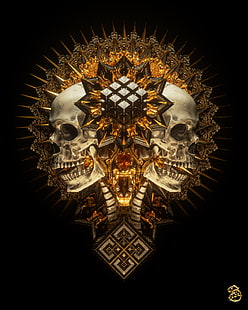 escuro, religião, morte, crânio, ouro, HD papel de parede HD wallpaper
