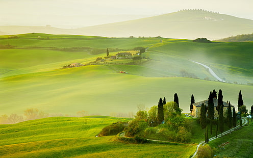Italien, Toskana, Natur Sommer, Landschaft, Haus, grün, schöne Landschaft, Italien, Toskana, Natur, Sommer, Landschaft, Haus, grün, schön, Landschaft, HD-Hintergrundbild HD wallpaper