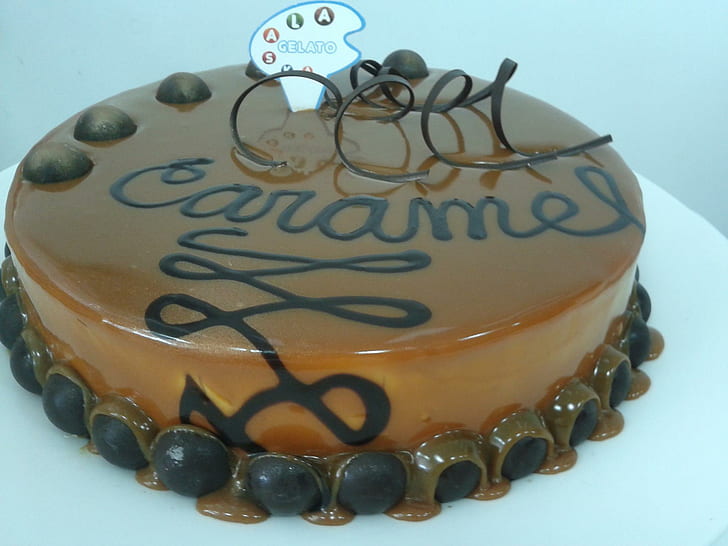 Cake Caramel With Chocolate, cake, hitam, coklat, putih, coklat, 3d dan abstrak, Wallpaper HD