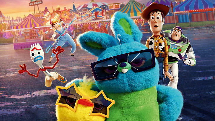 Película, Toy Story 4, Buzz Lightyear, Forky (Toy Story), Woody (Toy Story), Fondo de pantalla HD