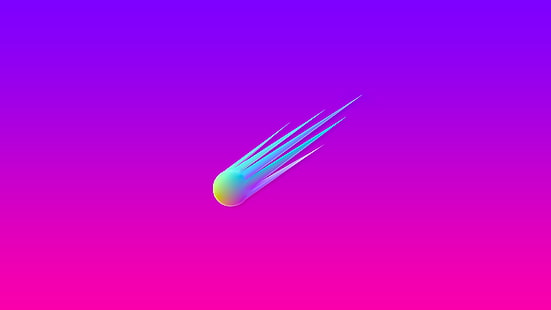 розово-фиолетовый логотип, комета, минимализм, Blank Banshee, steamwave, Ретро стиль, винтаж, HD обои HD wallpaper