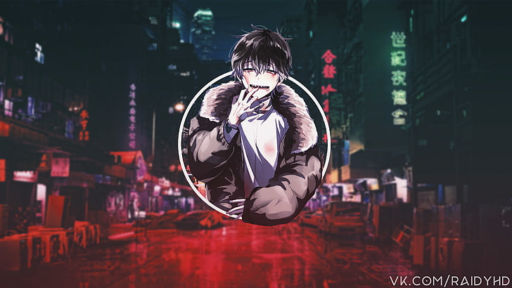 Anime, Bild-in-Bild, Anime Jungs, Jacke, Verband, Stadt, HD-Hintergrundbild