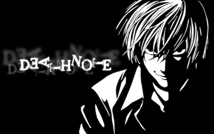 Death Note digital wallpaper, anime, Death Note, monochrome, anime boys, HD wallpaper