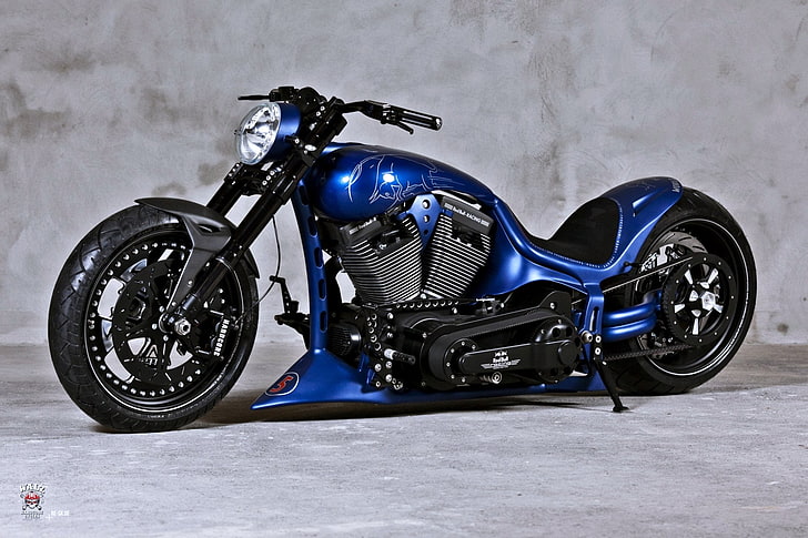 blaues und schwarzes Motorrad, Motorräder, Harley-Davidson, Fahrrad, Motorrad, HD-Hintergrundbild
