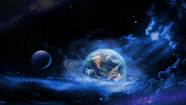 Sci Fi, Planet, Blue, Cloud, Earth, Nebula, Planetary Ring, Space, HD wallpaper