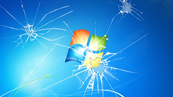 Fenêtres en verre brisé, verre, fenêtres brisées, marque et logo, Fond d'écran HD HD wallpaper