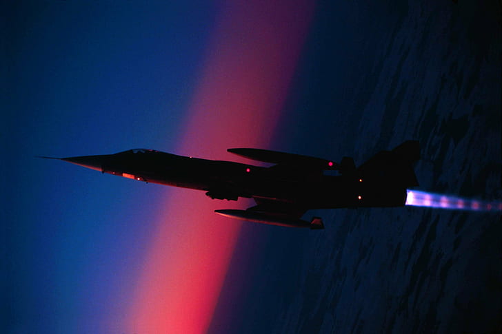 langit, matahari terbit, jet tempur, F-104, Lockheed F-104 Starfighter, Wallpaper HD