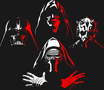 Illustrazione di personaggi di Star Wars, rosso, bianco, Star Wars, DARTH MAUL, DARTH VADER, KYLO REN, Sfondo HD HD wallpaper